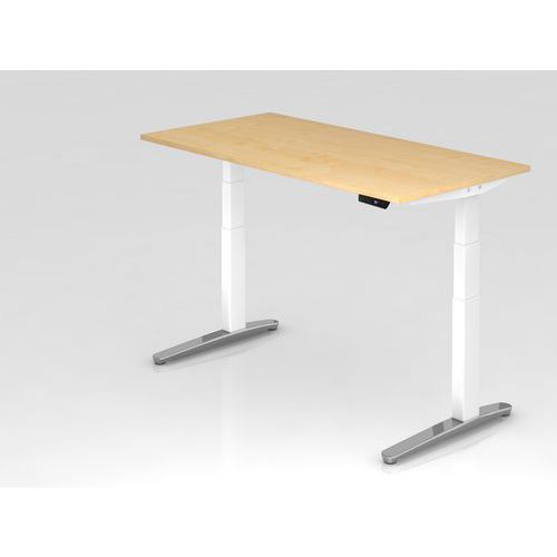 Bureau assis-debout pied blanc brillant XBHM-160x80 cm-Hammerbacher
