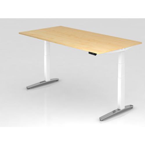 Bureau assis-debout pied blanc brillant XBHM-200x100 cm-Hammerbacher