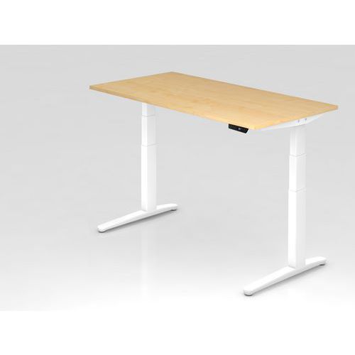 Bureau assis-debout pied blanc série XBHM-160x80 cm-Hammerbacher