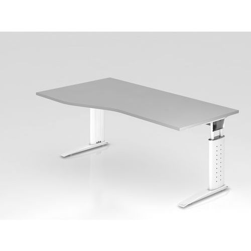 Bureau asymétrique piètement C série US18 - 180x100 cm - Hammerbacher