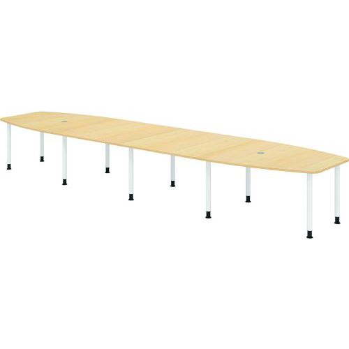Table de réunion tonneau - 10 pieds blancs - 520x130cm - Hammerbacher