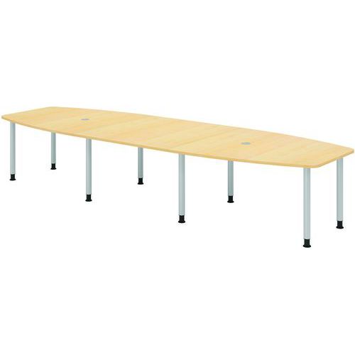 Table de réunion tonneau - 8 pieds argent - 400x130cm - Hammerbacher
