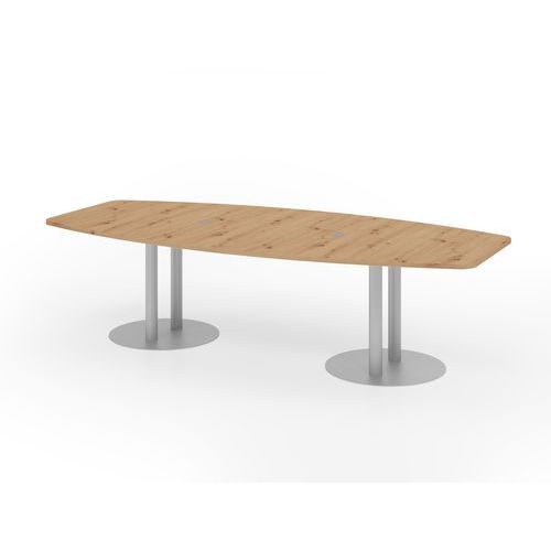 Table de réunion tonneau à pieds colonnes - 280x130 cm - Hammerbacher