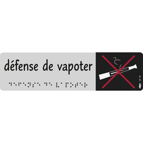 Plaque de signalisation en braille avec pictogramme 45 x 170 mm - Defense de vapoter