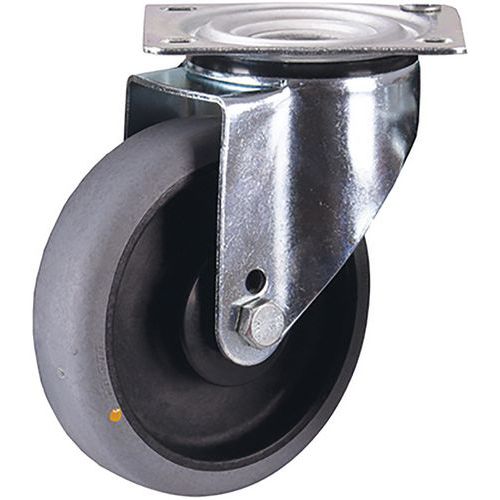 Roulette pivotante en caoutchouc plein ESD, 160 x 40 mm, gris