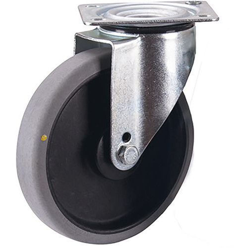 Roulette pivotante en caoutchouc plein ESD, 200 x 40 mm, gris