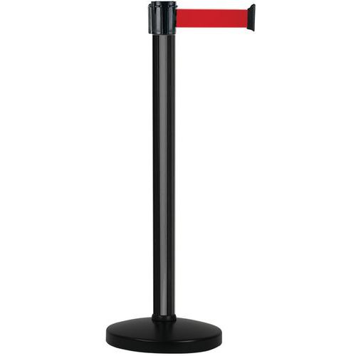 Poteau alu socle portable noir sangle étirable rouge 50 mm x 3 m