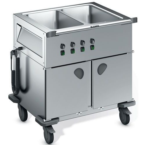 Chariots de distribution de repas chauffés fermés 2 bacs séparés
