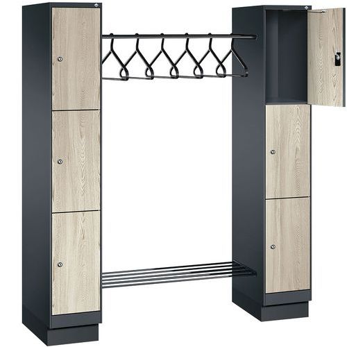Vestiaire 6 à 10 cases bois & penderie - Penderie largeur 1150 mm - CP Vestiaire 6 à 10 cases bois & penderie - Penderie largeur 1150 mm - CP