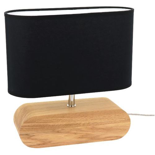 Lampe à poser socle chêne huilé-abat jour ovoïde-Marinna