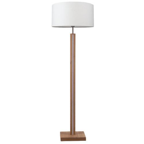 Lampadaire chêne huilé et abat-jour beige-variateur tactile-Asseto Lampadaire chêne huilé et abat-jour beige-variateur tactile-Asseto
