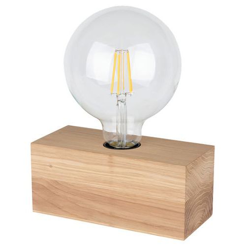 Lampe à poser en chêne huilé- cubic-pour 1 ampoule-Theo