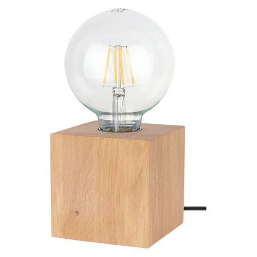 Lampe à poser en chêne huilé- cubic-pour 1 ampoule-câble pvc-Trongo
