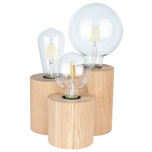 Lampe à poser en chêne huilé- cylindre triple-3 ampoules-Vincent