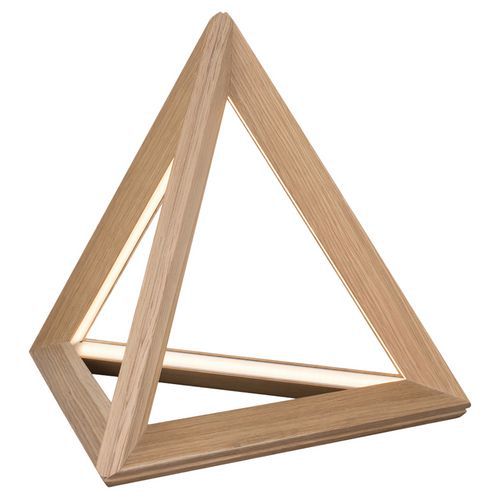 Lampe à poser en chêne huilé- triangle contemporrain-Trigonon