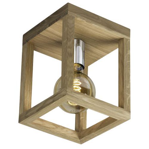 Plafonnier en chêne huilé-carré- 1ampoule-culot argent-Kago Plafonnier en chêne huilé-carré- 1ampoule-culot argent-Kago