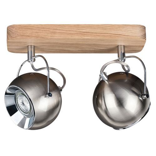 Plafonnier en chêne huilé- rétro 2 boules-Ball wood Plafonnier en chêne huilé- rétro 2 boules-Ball wood