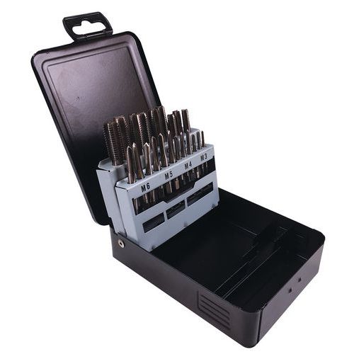 Coffret tarauds main HSS 21 pièces M3-M12 - Manutan Coffret tarauds main HSS 21 pièces M3-M12 - Manutan
