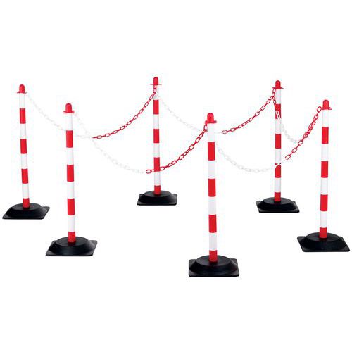 Poteau avec socle et chaîne polyéthylène - Lot de 6 - Crash Stop Poteau avec socle et chaîne polyéthylène - Lot de 6 - Crash Stop