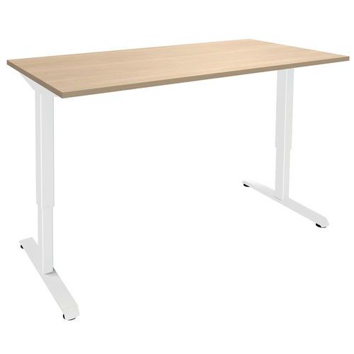 Bureau électrique ergonomique en chêne clair/blanc Nivo Bureau électrique ergonomique en chêne clair/blanc Nivo