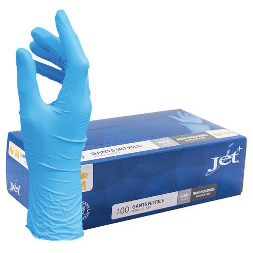 Gants jetables nitrile bleu non poudré - Boîte de 100 - MP Hygiène Gants jetables nitrile bleu non poudré - Boîte de 100 - MP Hygiène