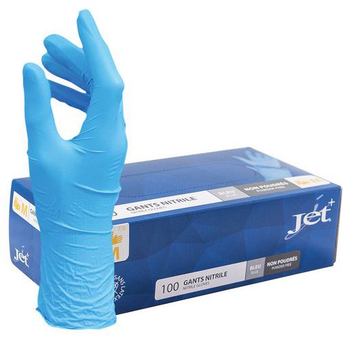 Gants jetables nitrile bleu non poudré - Boîte de 100 - MP Hygiène Gants jetables nitrile bleu non poudré - Boîte de 100 - MP Hygiène