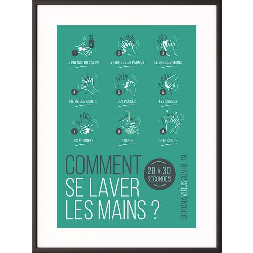 Cadre d'affichage texte Français - Lavez-vous les mains - Paperflow Cadre d'affichage texte Français - Lavez-vous les mains - Paperflow
