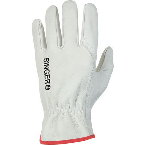 Gants en cuir tout fleur bovin avec liseré - Singer