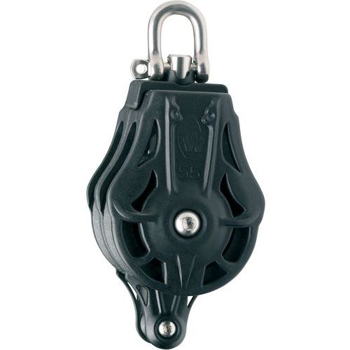 Poulie plastique D55mm - accroche inox - pour cordage D12mm - Wichard