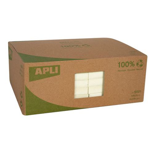 Bloc 100 notes repositionnables papier recyclé jaune - Apli