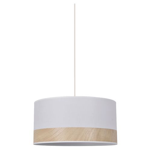 Suspension forme cylindre en bi-matière coton et effet bois Corep