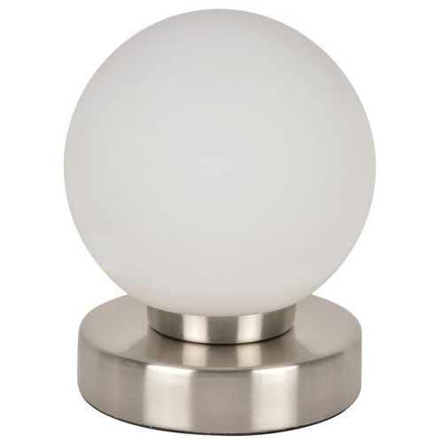 Lampe Touch ronde en métal. Abat-jour globe en verre dépoli