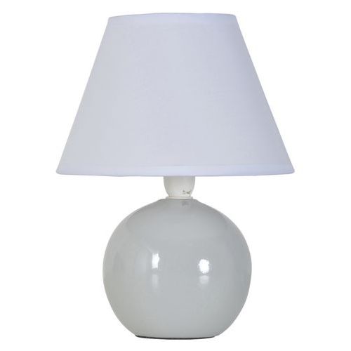 Lampe boule en céramique . Abat-jour conique en coton Corep