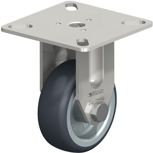 Roulette fixe d’appareils inox - bandage caoutchouc - corps polyprop.