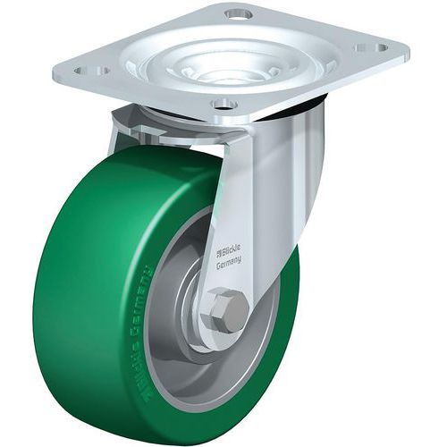 Roulette pivotante acier - bandage PU - corps aluminium