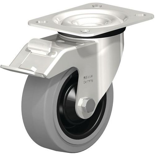 Roulette pivotante inox bandage caoutchouc EasyRoll corps PO - Blickle