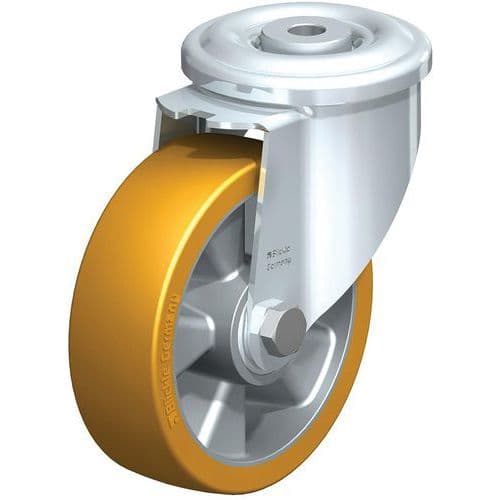 Roulette pivotante acier - bandage PU - corps aluminium