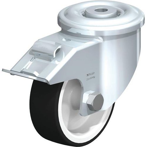 Roulette pivotante acier - bandage PU thermoplastique - corps PO lourd