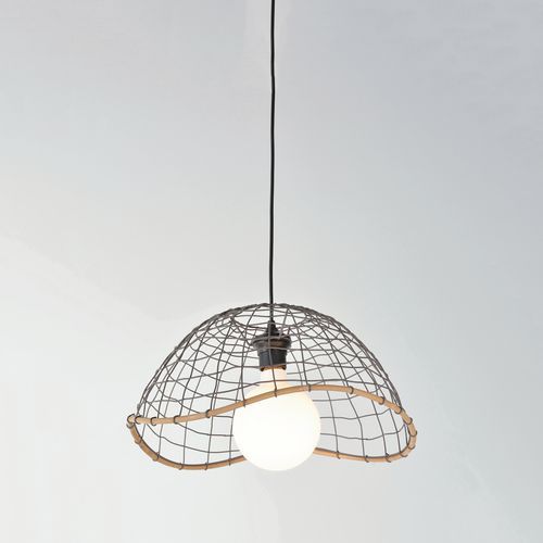 Suspension forme dôme en métal tressé anthracite