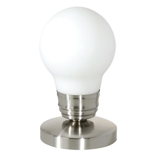 Lampe forme ampoule verre et métal blanc