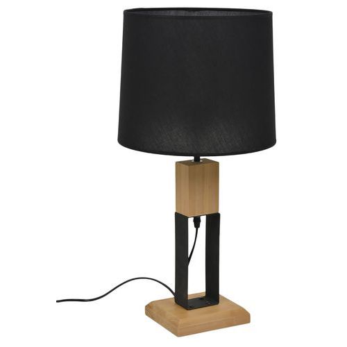 Lampe base rectangle en bois naturel naturel/noir Lampe base rectangle en bois naturel naturel/noir