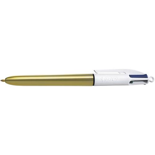 Stylo bille 4 couleurs Shine GOLD - Rechargeable - BIC