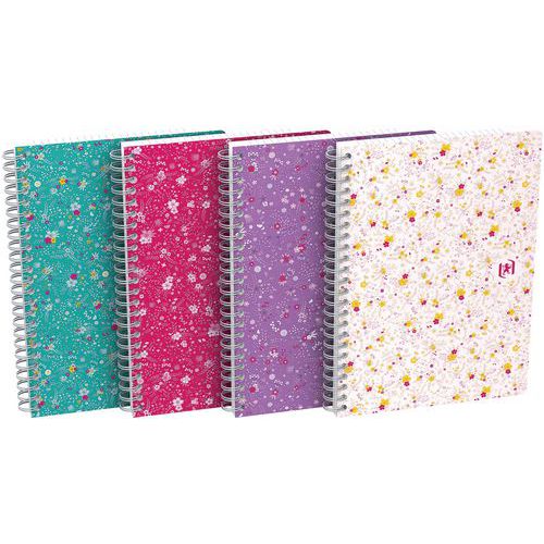 Cahiers flowers spirale 148x210 120 pages + marge - Lot de 5 - Oxford