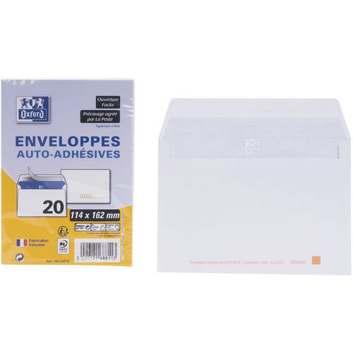 Enveloppes 114x162 80g autocollantes la poste - Oxford Enveloppes 114x162 80g autocollantes la poste - Oxford