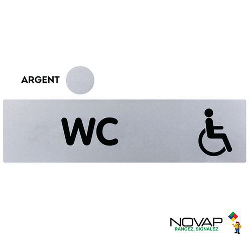 Plaque de porte plexiglas - WC handicapés - Or/argent - Novap