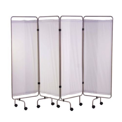 Paravent inox Panneaux avec rideaux tendus blanc Holtex