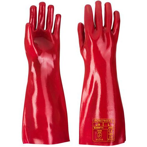 Gant chimique PVC Rouge pour manutention générale - Portwest