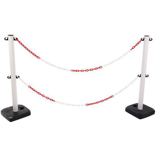 Poteau double chaîne sur socle - Kit 2 poteaux - Manutan Expert