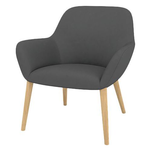 Fauteuil City dossier bas enduit PVC M1 pied bois