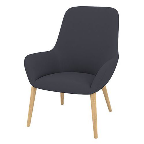 Fauteuil City dossier haut tissu Trévira M1 pied bois